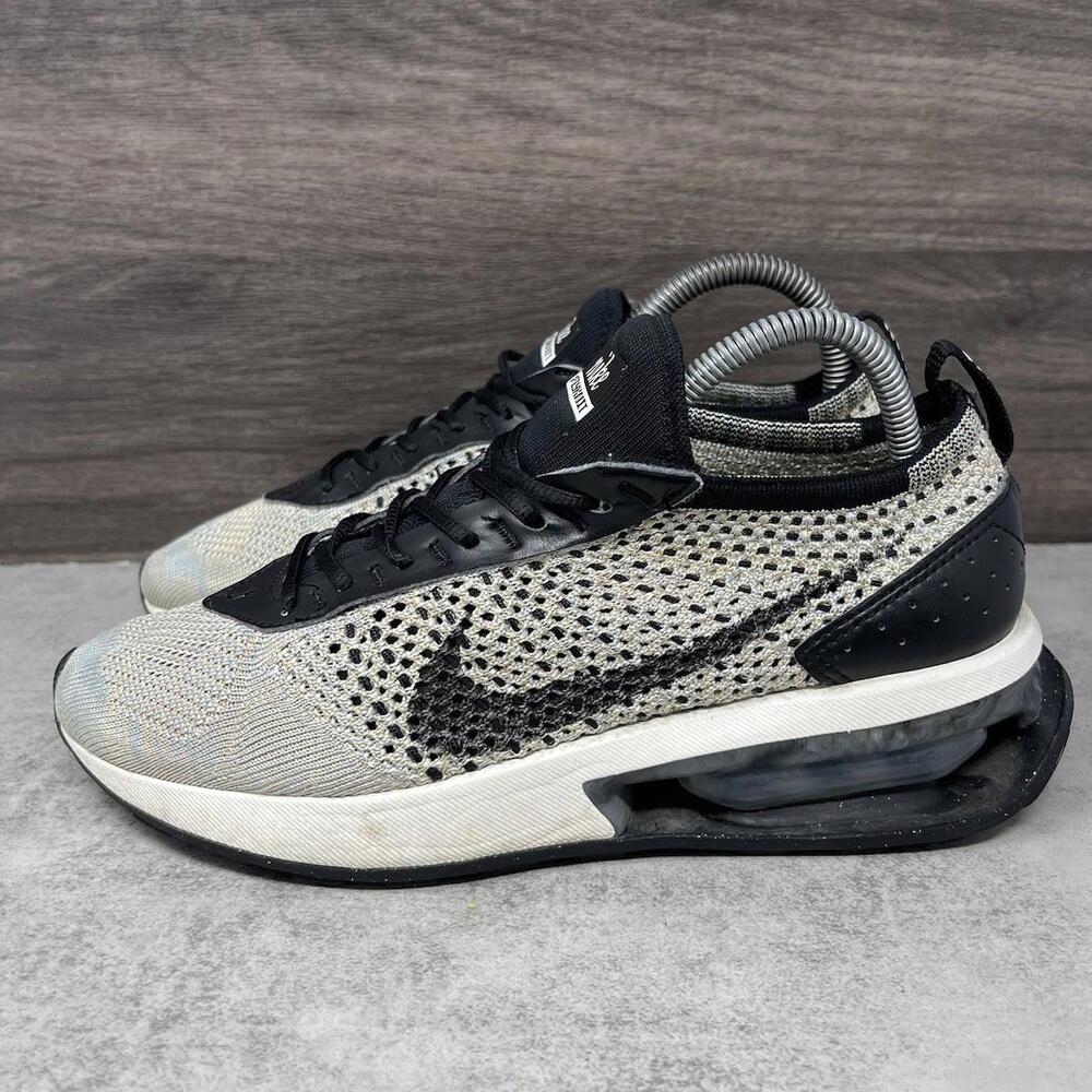 Nike Air Max Flyknit Racer Shoes Womens Size 6.5 White Black Sneakers FD2285-200